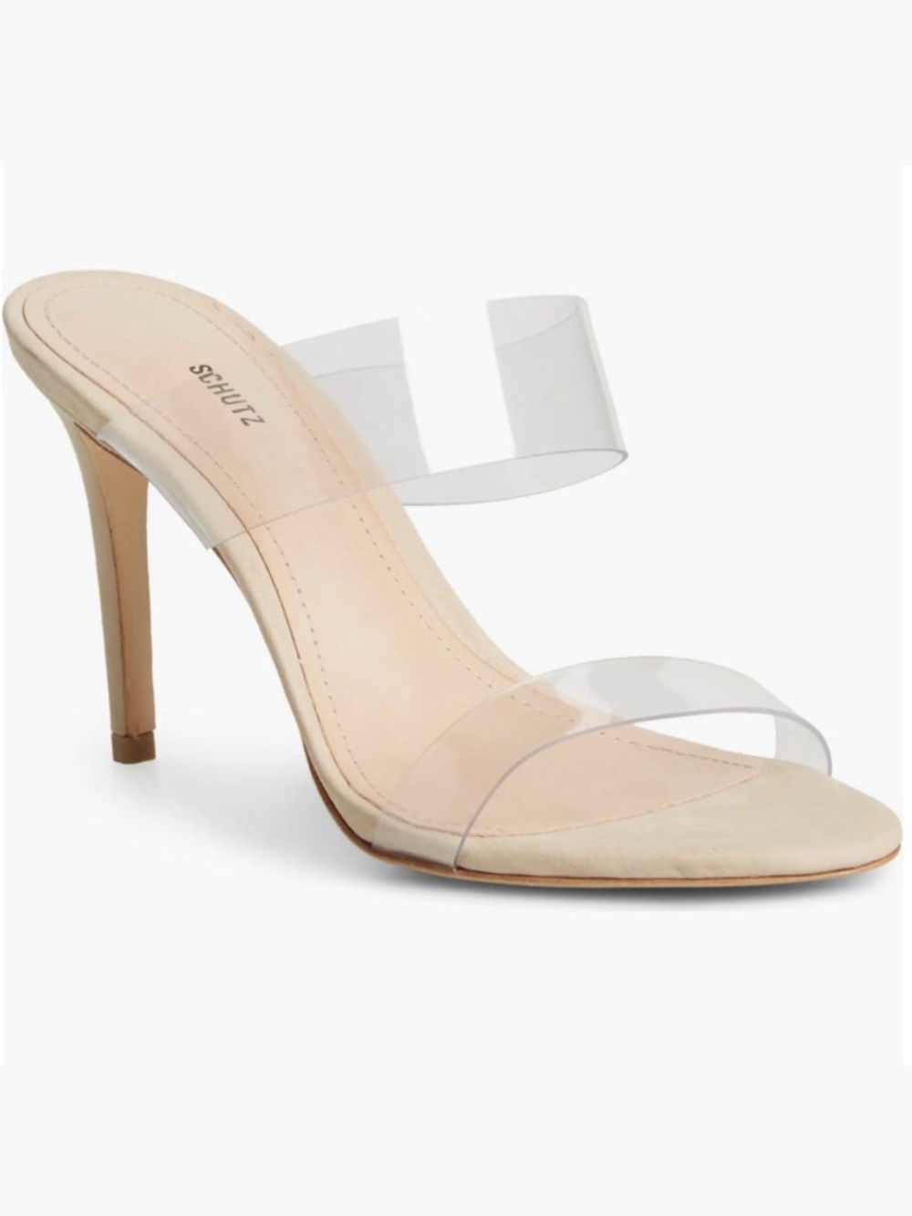 SCHUTZ Transparent Strap Beige Heels